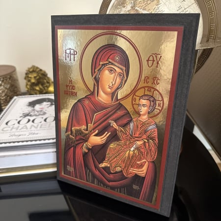 Icoana Fecioara Maria cu pruncul Iisus, lemn, 27 x 20 cm [2]