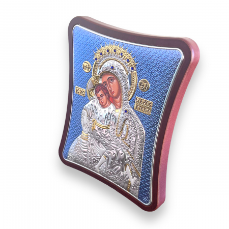 Icoana Fecioara Maria cu Pruncul placata cu argint - Made in Grecia 12,5 cm X 15,5 cm [1]