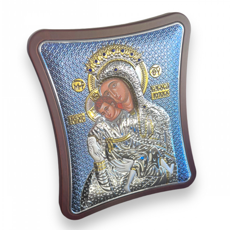 Icoana Fecioara Maria cu Pruncul placata cu argint - Made in Grecia 12,5 cm X 15,5 cm [4]