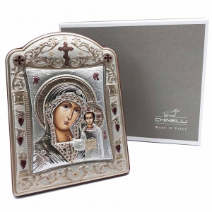 Icoana Fecioara Maria cu Pruncul placata cu aur si argint by Chinelli - Made in Italy 16 x 20 cm [3]