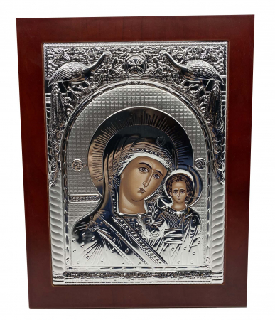 Icoana Mare Fecioara Maria cu Pruncul placata cu argint - Made in Grecia 40 x 30 cm [0]