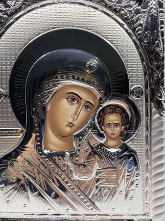 Icoana Mare Fecioara Maria cu Pruncul placata cu argint - Made in Grecia - 31 cm [1]