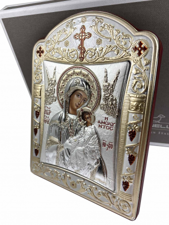 Icoana Fecioara Maria cu Pruncul placata cu aur si argint [2]