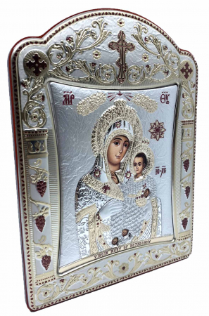 Icoana Fecioara Maria cu Pruncul placata cu aur si argint - 16 x 20 cm [1]