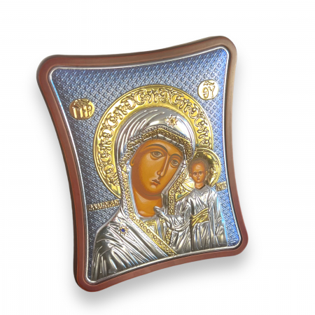 Icoana Fecioara Maria si Pruncul placata cu argint - Made in Grecia - 12,5 x 15,5 cm [2]