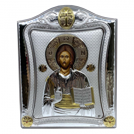 Icoana Iisus Hristos placata cu Argint 21 x 26 cm Made in Grecia [0]