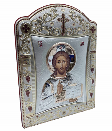 Icoana Iisus Hristos placata cu Aur si Argint by Chinelli - made in Italy 16 x 20 cm [1]