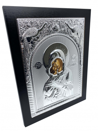 Icoana Maica Domnului si Pruncul Iisus placata cu Argint  - 40 x 30 cm [1]