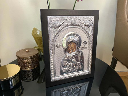 Icoana Maica Domnului si Pruncul Iisus placata cu Argint  - 40 x 30 cm [2]