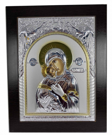 Icoana Maica Domnului si Pruncul Iisus placata cu Argint si Aur - 31 cm [0]