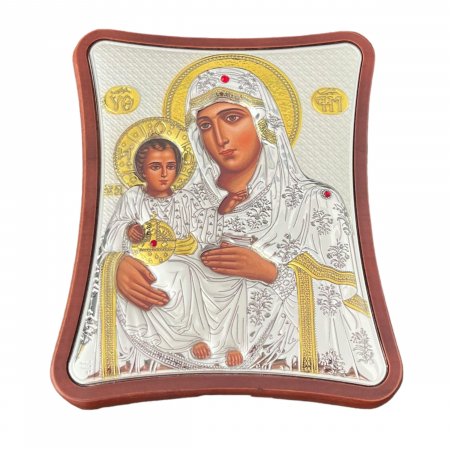 Icoană Maica Domnului si Pruncul, Placata cu Argint si Aur - METEORA ICONS [4]