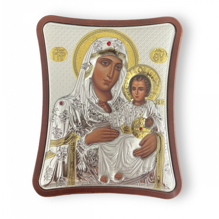 Icoană Maica Domnului si Pruncul, Placata cu Argint si Aur - METEORA ICONS [1]