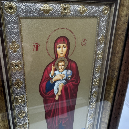 Icoana Mare Fecioara Maria cu Pruncul placata cu argint - Made in Greece, 19 cm x 32 cm [1]