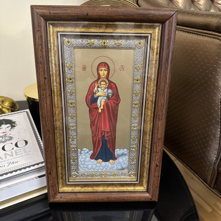 Icoana Mare Fecioara Maria cu Pruncul placata cu argint - Made in Greece, 19 cm x 32 cm [2]