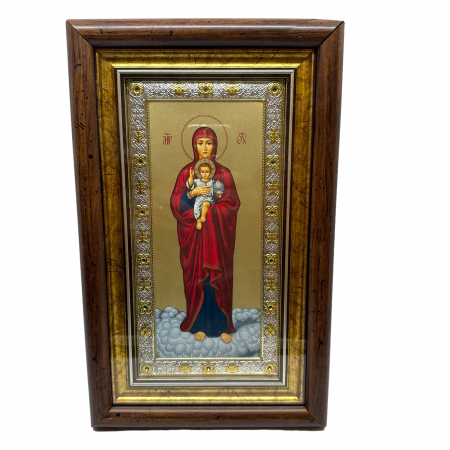 Icoana Mare Fecioara Maria cu Pruncul placata cu argint - Made in Greece, 19 cm x 32 cm [0]