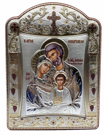Icoana Sagrada Famiglia placata Aur si Argint by Chinelli - made in Italy 16 x 20 cm [0]