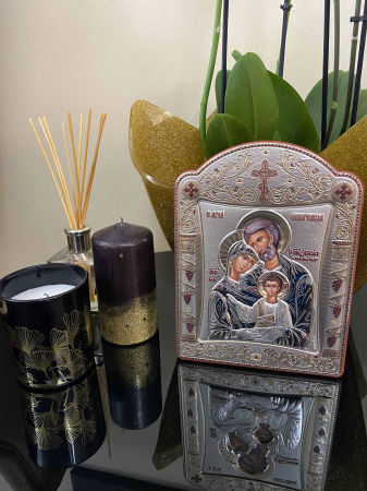 Icoana Sagrada Famiglia placata Aur si Argint by Chinelli - made in Italy 16 x 20 cm [4]