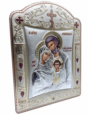 Icoana Sagrada Famiglia placata Aur si Argint by Chinelli - made in Italy 23 x 30 cm [1]