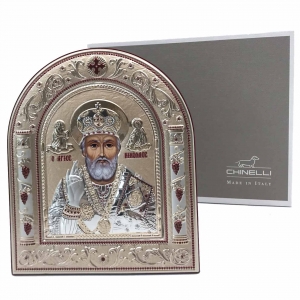 Icoana Sf. Nicolae placata cu aur si argint by Chinelli - Made in Italy 21 x 26 cm [3]