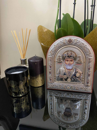 Icoana Sf. Nicolae placata cu aur si argint by Chinelli - Made in Italy 16 x 20 cm [2]