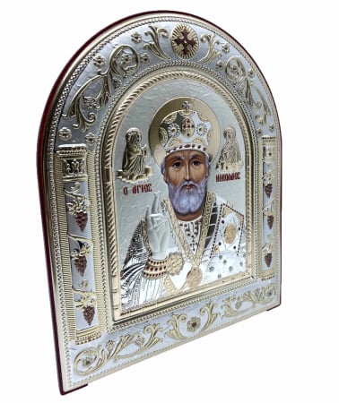Icoana Sf. Nicolae placata cu aur si argint by Chinelli - Made in Italy 16 x 20 cm [1]