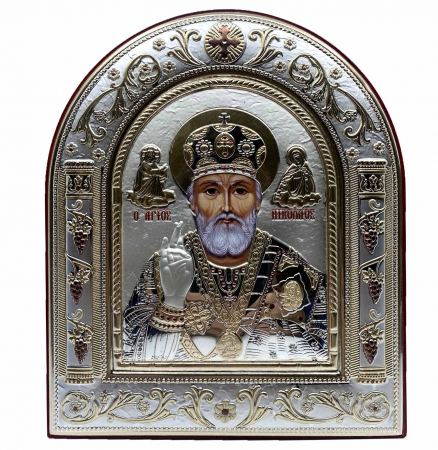 Icoana Sf. Nicolae placata cu aur si argint by Chinelli - Made in Italy 16 x 20 cm [0]