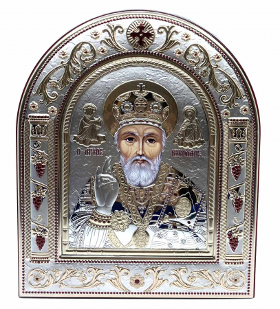 Icoana Sf. Nicolae placata cu aur si argint by Chinelli - Made in Italy 21 x 26 cm [0]
