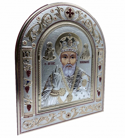 Icoana Sf. Nicolae placata cu aur si argint by Chinelli - Made in Italy 21 x 26 cm [1]