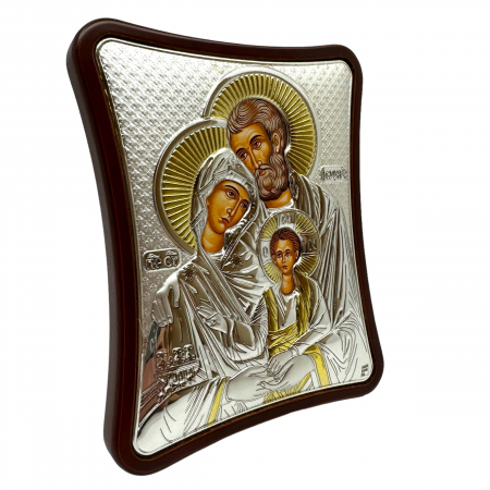 Icoana Sfanta Familie placata cu argint 12,5 x 15,5 cm - Made in Greece [2]