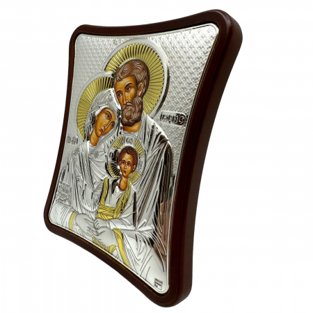 Icoana Sfanta Familie placata cu argint 12,5 x 15,5 cm - Made in Greece [1]