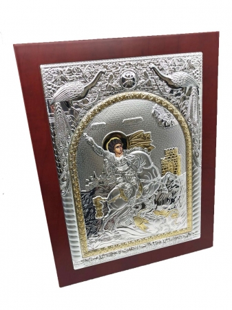 Icoana Sfantul Gheorghe placata cu Argint si Aur Galben [2]