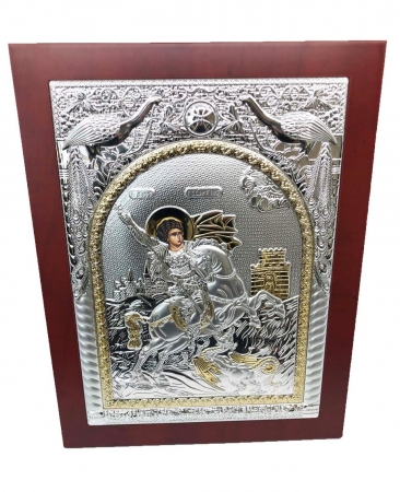 Icoana Sfantul Gheorghe placata cu Argint si Aur Galben [1]