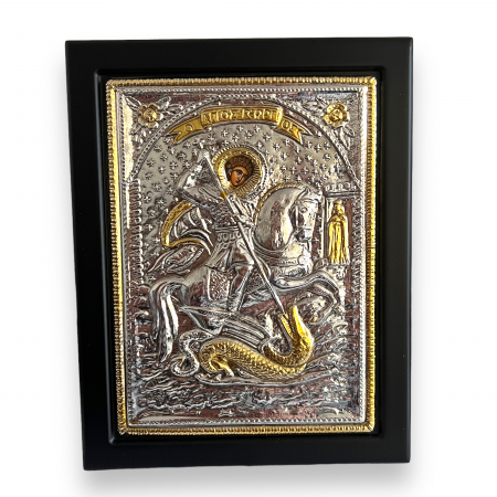 Icoana Sfantul Gheorghe argintata, 19 X 26 CM [4]