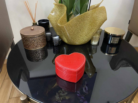 Perfect Lady Gift Set: Cutie Bijuterii Inima Rosie, Bratara Tennis Gold, Cercei Gold Heart [6]