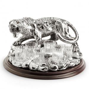 Indian Tiger Vodka Set Silver Plated by Chinelli - made in Italy [0]