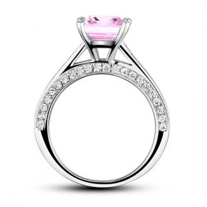 Inel Borealy Argint 925 Simulated Diamond 1.5 Carat Princess Cut Fancy Pink Mărimea 6 [2]