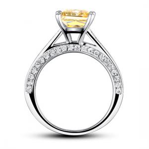 Inel 1.5 Carat Princess Cut Yellow Canary Simulated Diamond 925 Sterling Silver - Mărimea 6,5 [4]