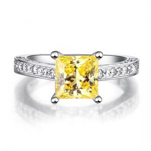 Inel 1.5 Carat Princess Cut Yellow Canary Simulated Diamond 925 Sterling Silver - Mărimea 6,5 [1]