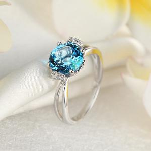 Inel Borealy Aur Alb 14 K 2 Ct Swiss Topaz Natural Blue Wedding Promise marimea 5,5 [7]