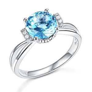 Inele - Inel Borealy Aur Alb 14 K 2 Ct Swiss Topaz Natural Blue Wedding Promise marimea 5,5