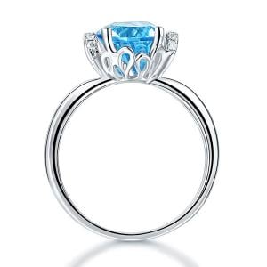 Inel Borealy Aur Alb 14 K 2 Ct Swiss Topaz Natural Blue Wedding Promise marimea 5,5 [4]