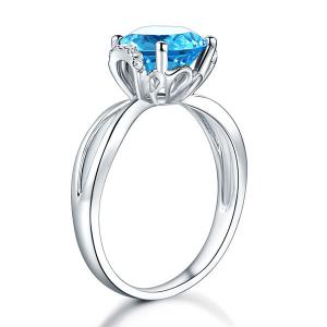 Inel Borealy Aur Alb 14 K 2 Ct Swiss Topaz Natural Blue Wedding Promise marimea 5,5 [3]