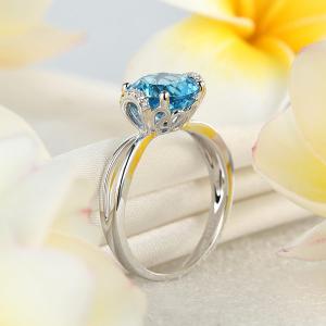 Inel Borealy Aur Alb 14 K 2 Ct Swiss Topaz Natural Blue Wedding Promise marimea 5,5 [5]