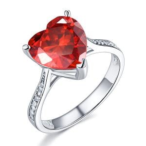 Inel Borealy Argint 925 Ruby 3.5 Carat Heart Red Bridal Engagement Marimea 7 [0]