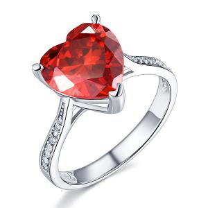 Inel Borealy Argint 925 Ruby 3.5 Carat Bridal Engagement Heart Red Marimea 5 [0]