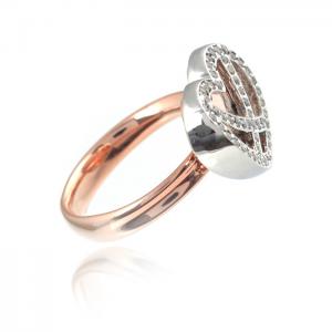 Diamond Heart White & Pink Inel Marimea 6 [0]