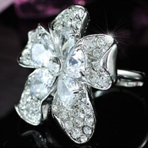 Inel Borealy Crystal Pear Cut 12 carate Queen Flower [6]