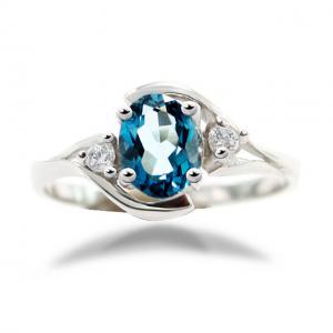 Inel London Blue Topaz 0.70 carate - pietre pretioase naturale Marimea 6,5 [0]