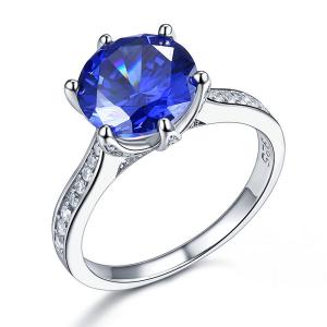 Inel Borealy Argint 925 Blue Simulated Tanzanite 3 Carat Luxury Ring Marimea 6 [0]