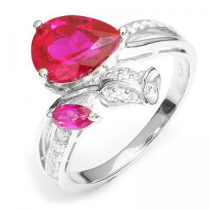 Inel Borealy Argint 925 Red Ruby 3,5 ct Rose Pigeon Blood Marimea 7 [0]